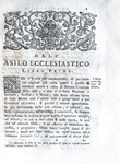 Il diritto d'asilo nel Settecento: Francesco d'Aguirre - Discorso sopra l'asilo ecclesiastico - 1763