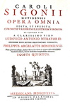 L'opera del grande storiografo modenese Carlo Sigonio: Opera omnia - Milano 1732-37 (sette volumi) L'opera del grande storiografo modenese Carlo Sigonio: Opera omnia - Milano 1732-37 (sette volumi)