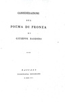 Napoleonica: Giuseppe Barbieri - Considerazioni sul poema di Pronea - Bassano, Remondini 1808