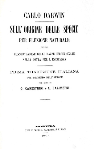 Charles Darwin - Sull'origine delle specie per elezione naturale - 1864 (rarissima prima edizione)