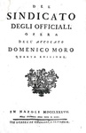 Il diritto pubblico nel Regno di Napoli: Domenico Moro - Del sindicato degli officiali - 1787
