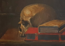 Maurice-Henri Gaudefroy - Vanitas (Memento mori) - 1930 ca. (olio su tavola)