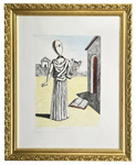 Giorgio de Chirico - La musa della storia - 1972 (litografia acquerellata a mano - prova d'artista)