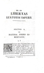 Sulla libert dell'Impero: Nicolaus Christoph Linker - Libertas statuum Imperii - Jena 1711