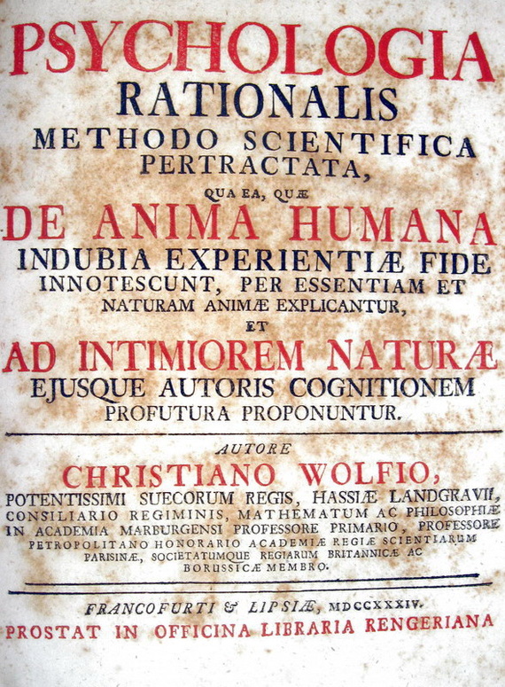 Christian Wolff - Psychologia rationalis methodo scientifica pertractata - 1734