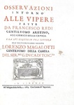 Francesco Redi - Osservazioni intorno alle vipere - 1664 (prima edizione nella variante più rara)