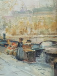 Carlo Brancaccio - Il lungo Senna a Parigi e le sue edicole - ca. 1895/1900 (olio su tavola lignea)