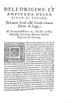 Saraina - Le historie e fatti de' Veronesi - Dell'origine et ampiezza della citt di Verona - 1586