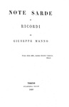 Storia sarda: Giuseppe Manno - Note sarde e ricordi - Torino, Stamperia Reale 1868 (prima edizione) Storia sarda: Giuseppe Manno - Note sarde e ricordi - Torino, Stamperia Reale 1868 (prima edizione)