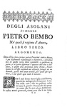 Pietro Bembo - Degli Asolani libri tre - Verona, Pietro Antonio Berno 1743 (ottima legatura coeva)