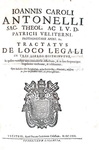 Uno dei primi libri stampati a Velletri: Antonelli - Tractatus de loco legali - Velletri 1671