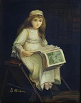 Charles Edward Halle - Nel paese delle fate. Bambina in biblioteca - 1900/30 ca. (olio su tavola)