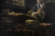 Justus Juncker - A Scholar Sitting at his Desk - inizi del XX secolo (olio su tavola)