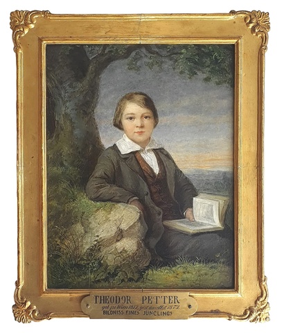 Theodor Josef Petter - Ritratto di un giovane con libro - 1848 (olio su tavola)