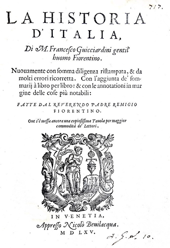 Francesco Guicciardini - La historia d'Italia - Venezia, appresso Nicol� Bevilacqua, 1565