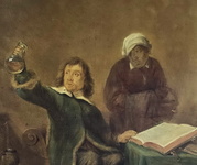 David Teniers il Giovane - L'alchimista e i suoi libri - fine del XVIII secolo - olio su tavola