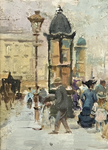 Carlo Brancaccio - Il lungo Senna a Parigi e le sue edicole - ca. 1895/1900 (olio su tavola lignea)
