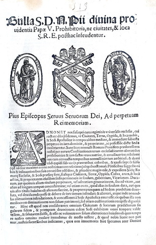Bolla di Pio V sui feudi e le municipalit - Roma, Blado 1567