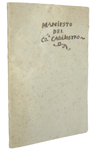 Conte di Cagliostro - Manifesto o sue difese contro il di lui processo - 1790 (edizione rarissima)