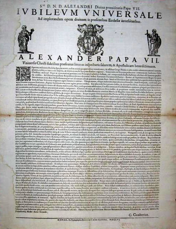 Alessandro VII sullo stato della chiesa nel 1656 Alessandro VII sullo stato della chiesa nel 1656