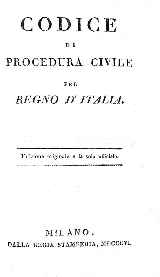 Codice di procedura civile pel Regno d'Italia. Edizione originale e la sola ufficiale - Milano 1806