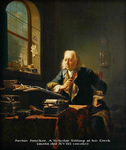 Justus Juncker (after) - A Scholar Sitting at his Desk - inizi del XX secolo (olio su tavola)
