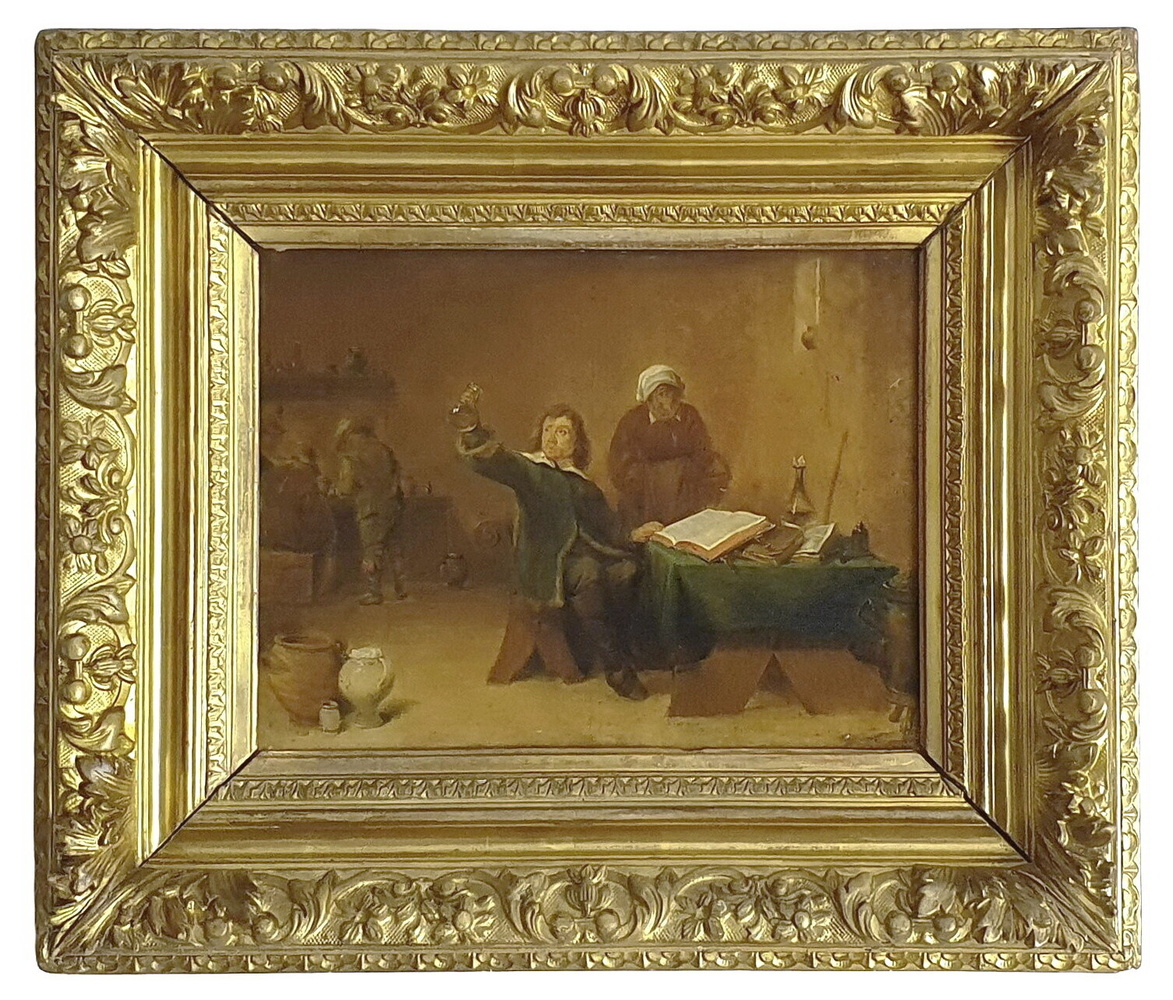 David Teniers il Giovane L'alchimista e i suoi libri fine del XVIII