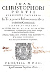 Diritto comune: Cristoforo Porzio - In tres priores Institutionum libros commentarii - Venezia 1591