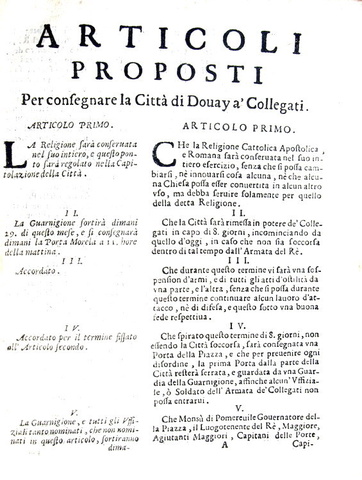 Guerra di successione spagnola: consegna della citt di Douay agli alleati - 1710 (prima edizione)