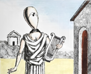 Giorgio de Chirico - La musa della storia - 1972 (litografia acquerellata a mano - prova d'artista)