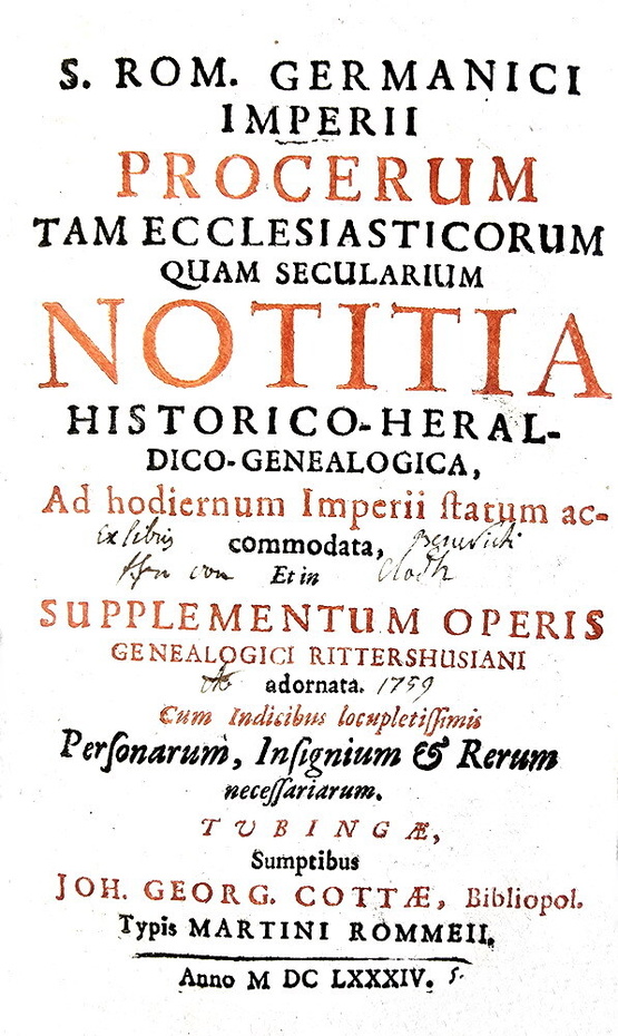 Imhof - Notitia historico genealogica S. Romani Germanici Imperii - 1684 (rara prima edizione) Imhof - Notitia historico genealogica S. Romani Germanici Imperii - 1684 (rara prima edizione)