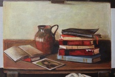 Luigi Pivi - Studio d'artista, un bibliodipinto nel dipinto - 1970 circa (olio su tela)