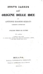 Antonio Rosmini - Nuovo saggio sull'origine delle idee - Milano, Pogliani 1836/37 (prima edizione)