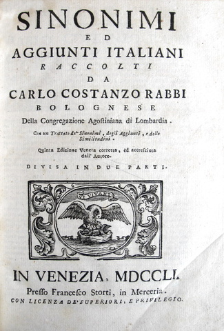 Carlo Costanzo Rabbi - Sinonimi ed aggiunti italiani - 1751