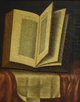 Natura morta con libro antico e manoscritto - circa 1770/1790 (olio su tela di scuola italiana)