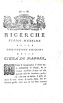 Filippo Baldini - Ricerche fisico-mediche sul clima di Napoli - 1787 (rarissima prima edizione)