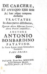 Antonio Bombardini - De carcere et antiquo ejus usu - Padova 1713 (rarissima prima edizione)