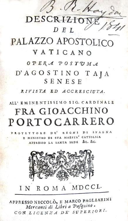 Agostino Taja - Descrizione del Palazzo Apostolico Vaticano - Roma 1750 (prima edizione)