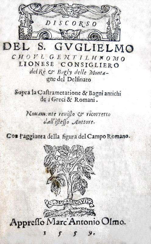 Du Choul - Discorso su accampamenti, bagni ed esercizi degli antichi romani - 1559 (figurato)