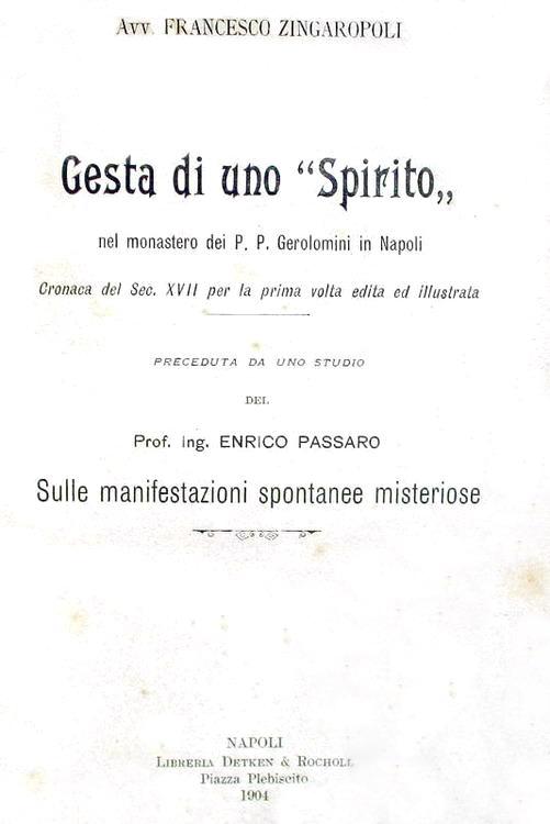 Un'apparizione del diavolo a Napoli: Gesta di uno "Spirito" nel monastero dei Gerolomini - 1904