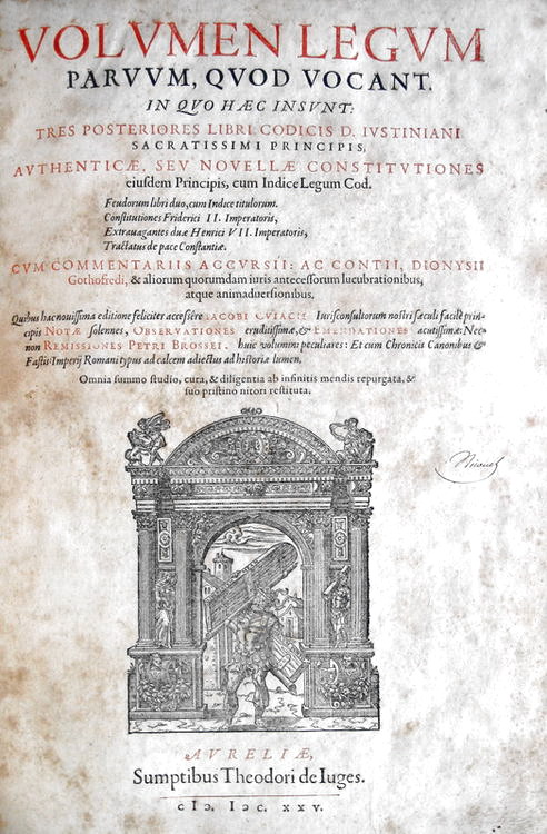 Volumen legum parvum (Authenticae, libri tres, Institutiones) - 1625