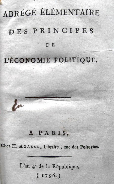 Germain Garnier - Principes de l'economie politique - 1796