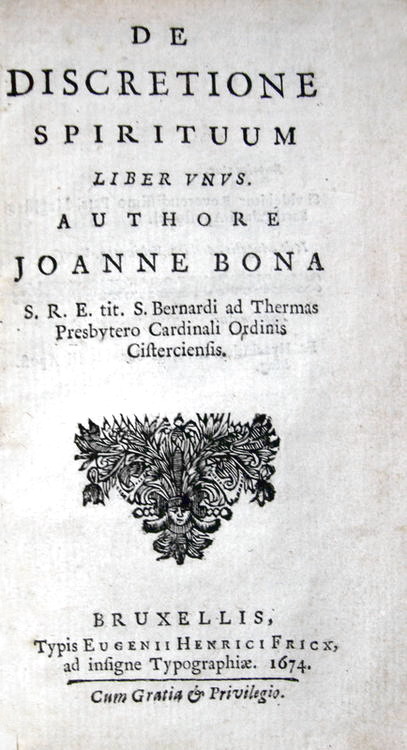 Giovanni Bona - De discretione spirituum. Liber unus - 1674