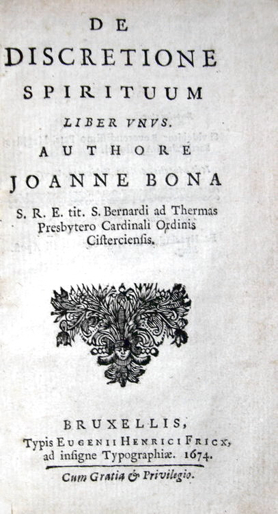 Giovanni Bona - De discretione spirituum. Liber unus - 1674