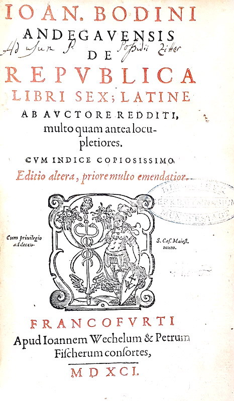 Un capolavoro cinquecentesco di politica: Jean Bodin - De republica libri sex - Francofurti 1591