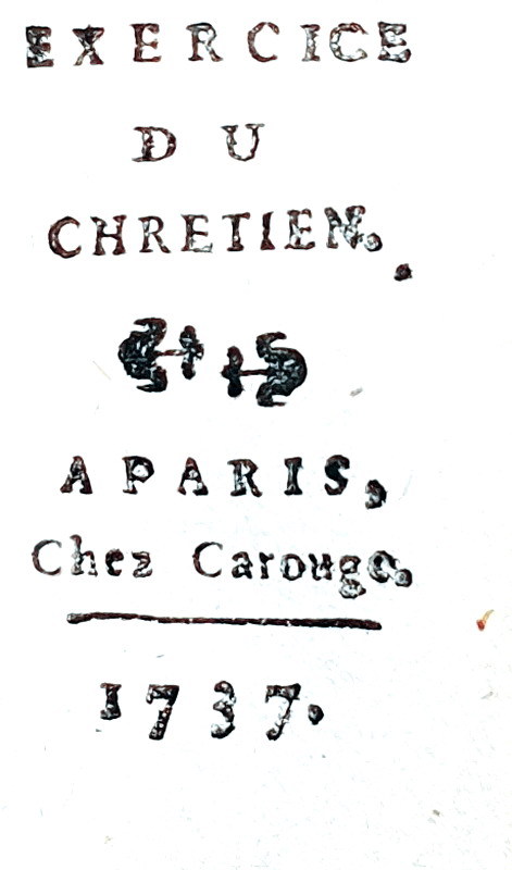 Straordinario libro in miniatura (cm 3,4): Exercice du chretien - Paris 1737 (bel cofanetto coevo)