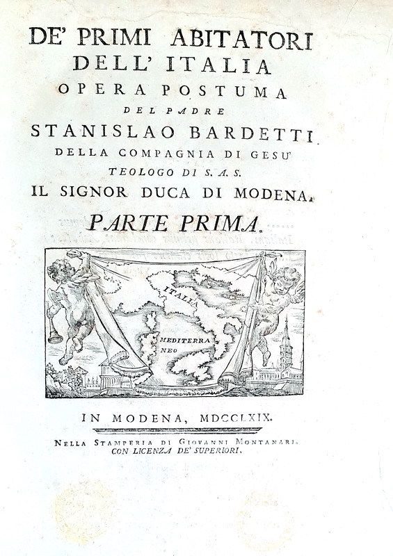 Bardetti - De' primi abitatori dell'Italia & Della lingua degli stessi - 1769/72 (prime edizioni)