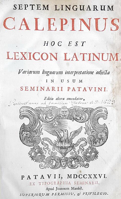 Calepinus - Septem linguarum hoc est lexicon latinum - 1726