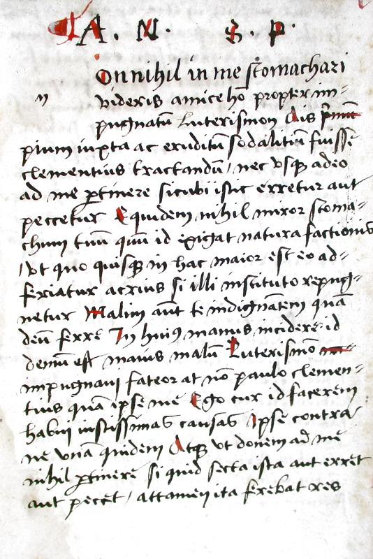 Straordinario manoscritto sugli eretici: Wicelius - De moribus veterum haereticorum - 1537