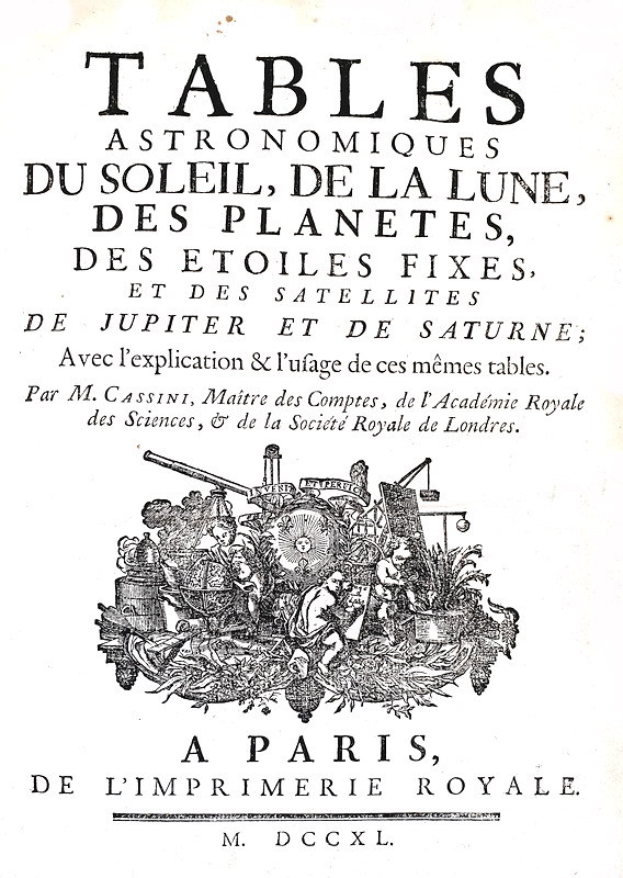 Jacques Cassini - Tables astronomiques du soleil, lune, planetes et etoiles - 1740 (prima edizione)